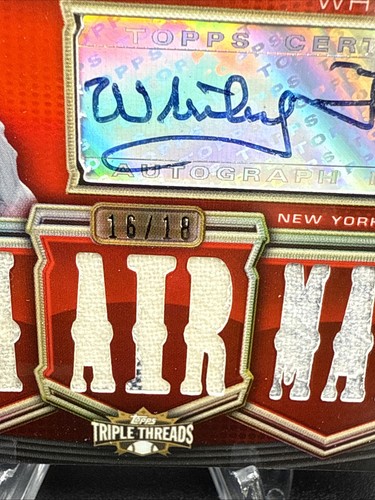 2010 Topps Triple Threads /18 Auto Whitey Ford Red Refractor Game Used Relic - Picture 2 of 3