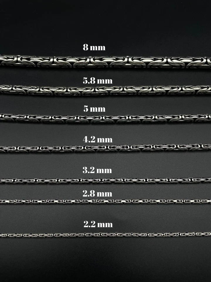 925 Пробы король византийский твердого окисленного круглый цепочка ожерелье, подарок мужчин - Изображение 4 из 4