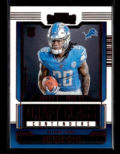 2023 Panini Contenders #9 Jahmyr Gibbs Rookie Draft Class Contenders Red Lions