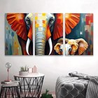 3pcs Abstract Elephant Mother And Calf Painting Wall Art Canvas Framed 50x70cm