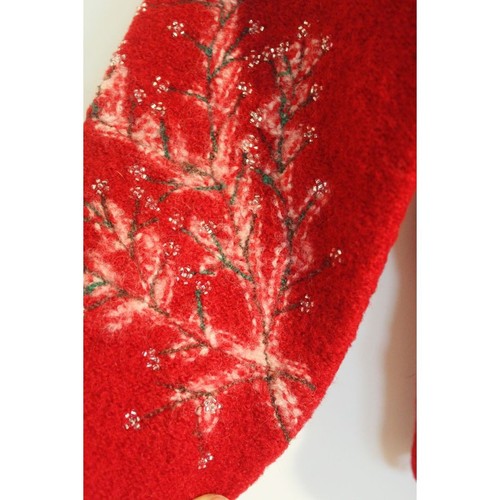 Vintage Y2K Susan Bristol rot Strickjacke Pullover bestickt cropped L Weihnachten - Bild 5 von 11