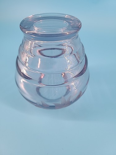 Etched Glass Vase Flower Blue Purple 4 1/2 Inch - Picture 4 of 6