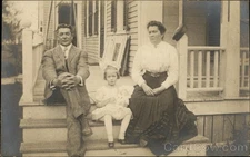 Family Front Porch Original Vintage Real Photo Postcard RPPC