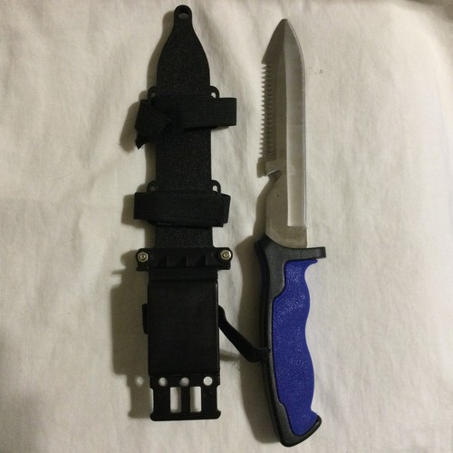 NEU Tauchermesser mit Scheide 6 1/2" Klinge blauer Griff