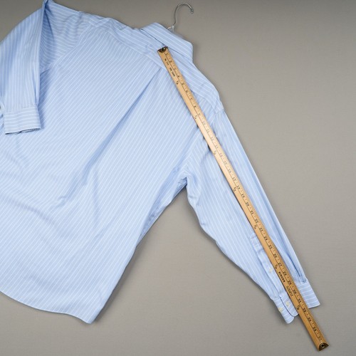 Brooks Brothers Dress Shirt Mens 16 2/3 Blue Stripe Cotton Non Iron 346 - Picture 7 of 9