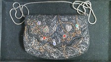 Vintage La Regale Beaded Evening Bag w/ Natural Stones  Chain Linked Strap