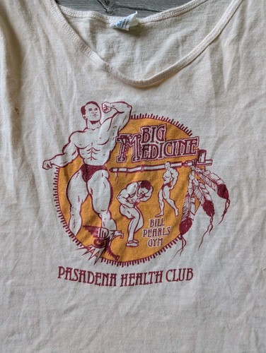 Vtg. Pasadena Health Club Bill Pearl's Gym Tank Top T, T-shirt Medicine Ball Lg - Picture 11 of 20