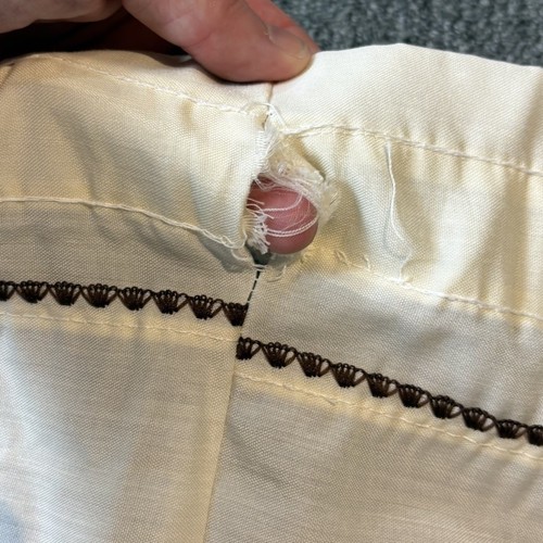 Vintage 70s Curtain Panels & 1 Valance Ivory Brown/Yellow Floral Embroidered - Picture 8 of 11