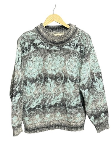 Evian LTD Sweater Vintage Unisex Blue 80s 90s Retro Medium Throwback Grandpa - Picture 2 of 6