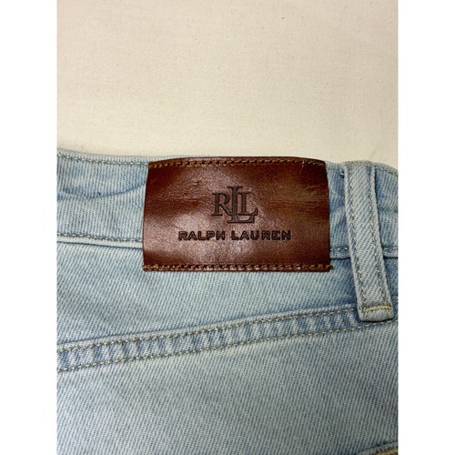 Lauren Ralph Lauren Light Wash High Rise Straight Leg Jeans Raw Hem Size 6 - Picture 9 of 14