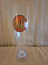 UNIVERSAL STUDIOS THE SIMPSONS MOE'S BAR DUFF 8" CLEAR PLASTIC DUFF BEER GLASS