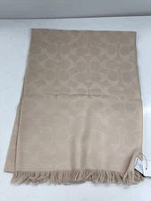 COACH Signature All-Over Print Wool Stole, BEG, Women's, F37836