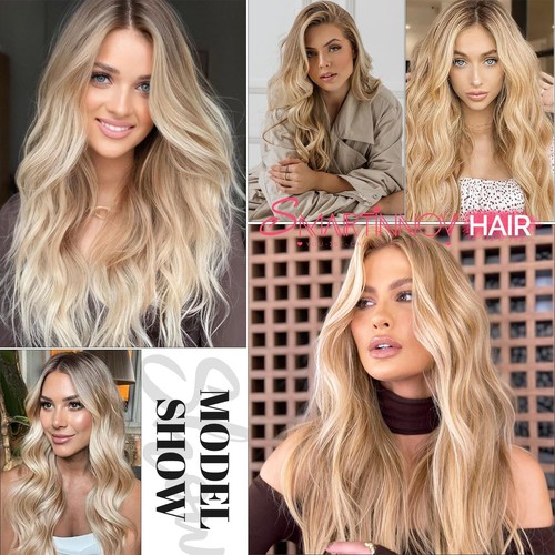 26 Inch Blonde Balayage Human Hair Wigs 13x4 HD Lace Front with Brown Roots P... - Bild 7 von 7