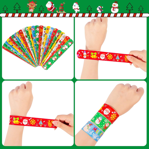 48 Stck. Weihnachten Slap Armbänder Party Gastgeschenke Spielzeug für Kinder Xmas Party Gastgeschenke Chri - Bild 4 von 7