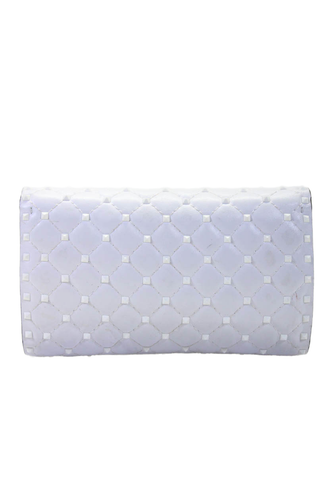 Valentino Garavani Womens Chain Rockstud Quilted Flap Crossbody Handbag White - Picture 6 of 19