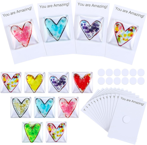 12 Juegos Corazón Bolsillo Abrazo Ficha Corazón Vidrio Bolsillo Abrazo Ficha con Tarjeta para Mujer... - Imagen 2 de 6