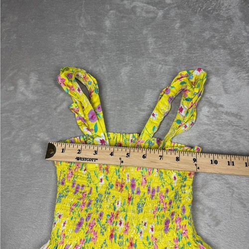 Tea Girl’s Yellow Floral Smocked Tiered Ruffle Sleeveless A Line Dress Size 10 - Picture 8 of 14