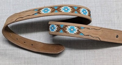 vintage style NATIVE AMERICAN buckle belt 32 needlepoint SOUTHWESTERN indian Y2K