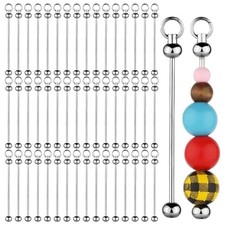 50Pcs Blank Beadable Keychain Bars,Metal DIY Bead Keychain Bar Charms Eady6918