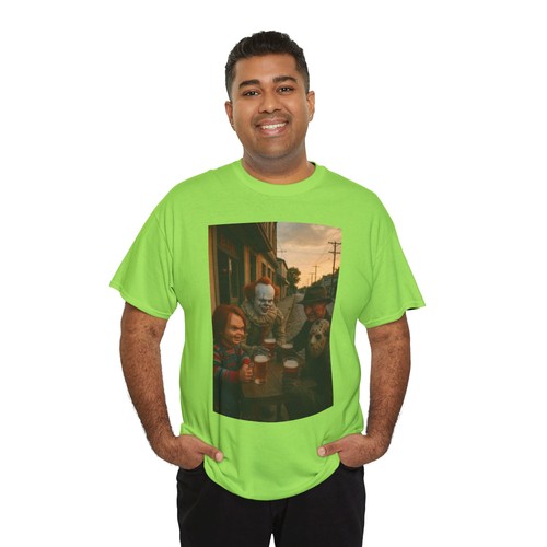 Horror Tee Unisex T-Shirt Pennywise Jason Freddy Krueger Chucky Halloween Funny - Picture 104 of 157