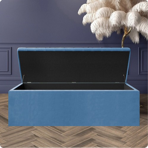 Safar Velvet Ottoman Storage Box, Upholstered Blanket Box, Velvet Storage Bench - Picture 57 of 118