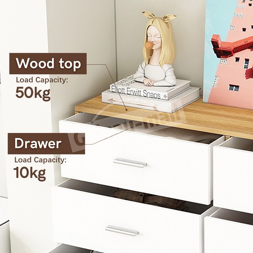 Chest of 8 Drawers Dresser Tallboy Bedside Table Storage Cabinet TV Stand Unit - Picture 6 of 11