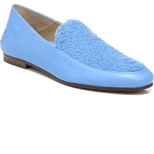 Vionic Woman's Frieda Blue Leather Slip On Loafers Comfortable Flat Shoe Mules - Picture 4 of 15
