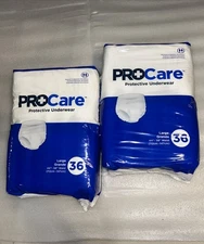 72 Procare Protective Underwear Large 44”-58” Waist (112cm-147cm) - 2 Pack of 36