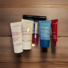 6 Piece Clarins Skincare & Makeup Lot - Lotion, Mascara, Eye Legit, Lip Oil…