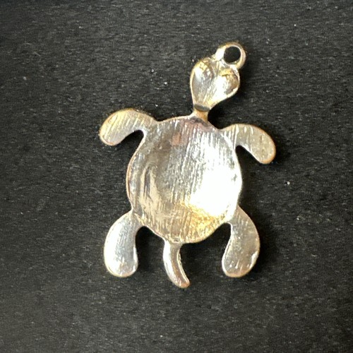 Vintage Sea Turtle Pendant With Colored Jewels Silver Toned - Picture 3 of 5