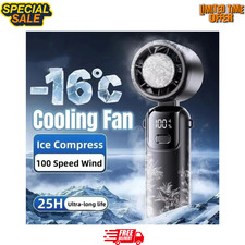Portable Handheld Turbo Fan with Ice Cooling Rechargeable for Travel Outdoor UK
