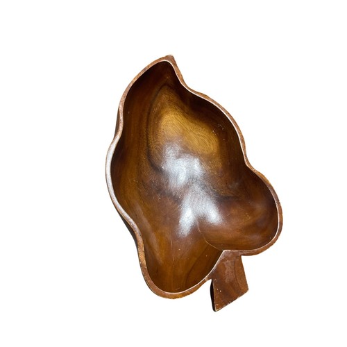 Vintage Monkeypod Holz handgeschnitzt Blatt Schale Hawaii 15" organische Form - Bild 5 von 8