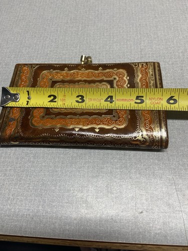 Vintage 1960’s Florentine Hand Painted Leather Kiss Lock Coin Purse Italy 5.5” - Bild 9 von 11