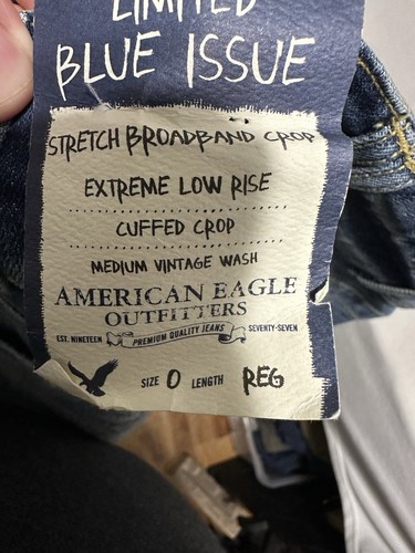 Vintage American Eagle Straight Crop Jeans Damen Gr. 0 Blau Low Rise Denim 2000er - Bild 6 von 10