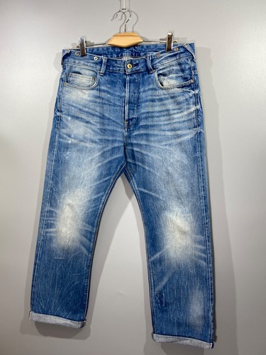 G-STAR RAW Men's Selvedge Buckle Back Distressed Faded Denim Jeans Size W34 L30 - Picture 11 of 22