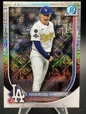 Yoshinobu Yamamoto 2025 Bowman Chrome Mojo Refractor Card #76 Dodgers