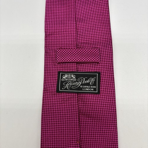 "Corbata Henry Poole Savile Row cuello rosa texturizada hecha a mano 100 % seda 3,5"" de ancho" - Imagen 4 de 6
