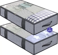 Onlyeasy Foldable Underbed Bags 2 Pack - Blankets Clothes Comforters Storage Bag