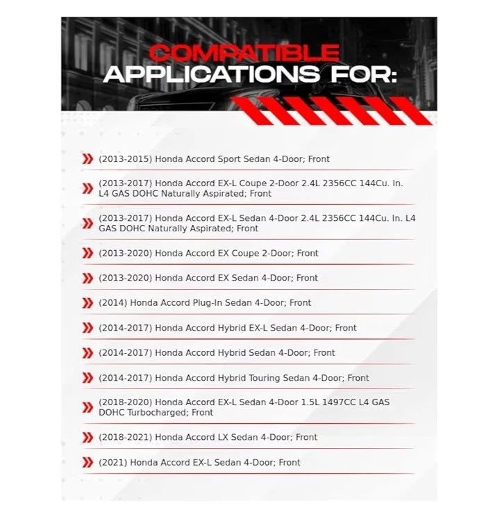 Front Disc Rotors Ceramic Brake Pads w/ Hardware for 2013 - 2022 Honda Accord - Image 2 of 4