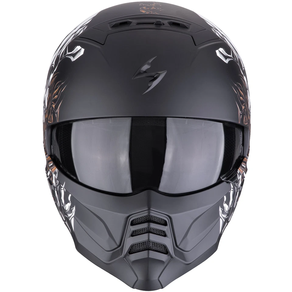 Scorpion Exo-Combat II Genesis Matt-Schwarz / Weiss / Gold Sonnenvisier - Bild 2 von 3