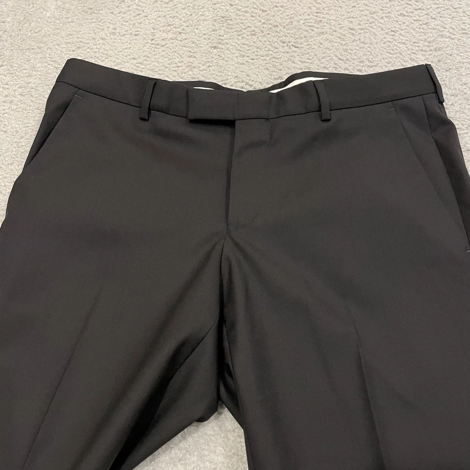 Z Zegna Slim Fit Wool Dress Pants Mens 34x28 Black Flat Front Straight Trousers - Image 4 of 4