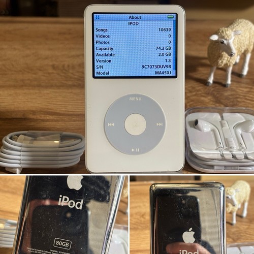 Apple iPod Classic 5.5. Gen MA450 Enhanced 80Gb Mod Weiß. NEUER AKKU 11K SONG