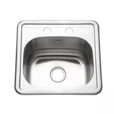 Drop-In Kitchen Sink Single Bowl Stainless Steel 15 In. Hospitality Bar Prep