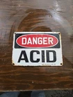 Vintage Porcelain Black and Red Danger Acid Porcelain Sign Orginal