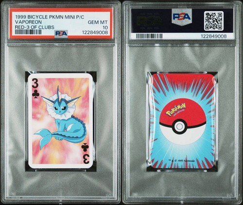 Vaporeon Pokemon Playing Card Poker Mini Bicycle Clubs 1999 Nintendo WOTC PSA 10 - Picture 3 of 3