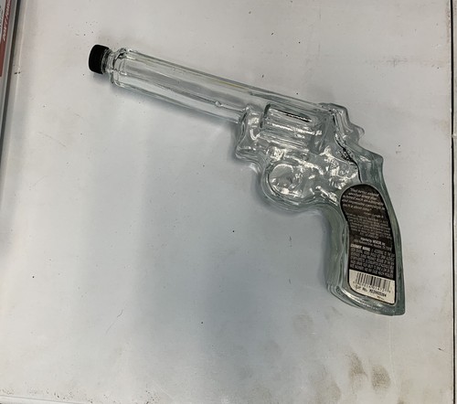 HIJOS DE VILLA BLANCO SILVER TEQUILA REVOLVER GLASS GUN SHAPE EMPTY BOTTLE RARE - Picture 2 of 4