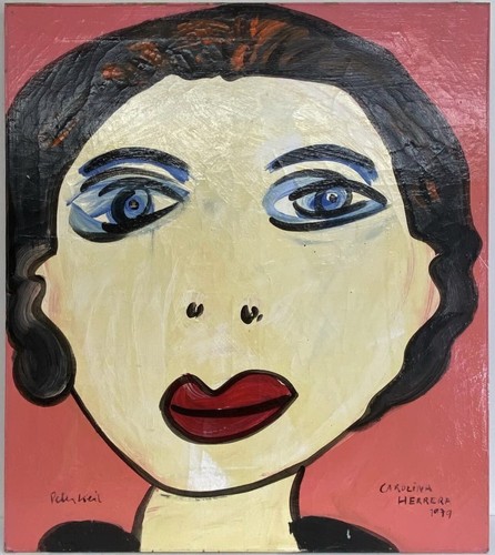 Peter Keil Abstract Expressionist Portrait of Carolina Herrera Oil Canvas W/ COA - Picture 2 of 5
