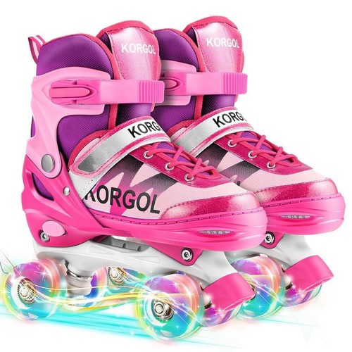 Roller Skate Shoes for Girls Boys Rollerskates Adjustable w/ All Wheels Light Up - Picture 4 of 23