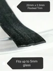 FLOCKED LINED RUBBER SLIDING WINDOW CHANNEL UPTO 4-6MM  GLASS