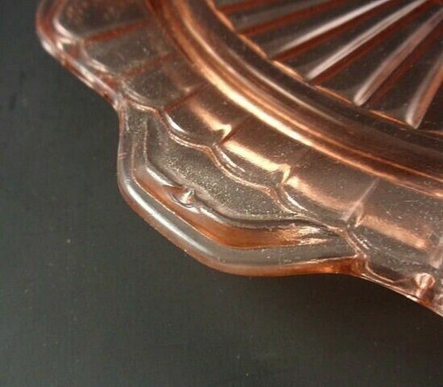 Hocking Glass MAYFAIR OPEN ROSE Pink Footed Cake Plate - Picture 4 of 4